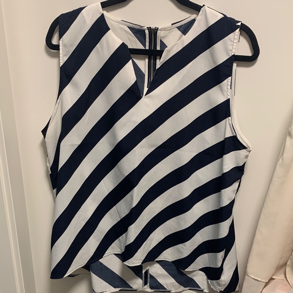 Navy and White Striped Sleeveless Top